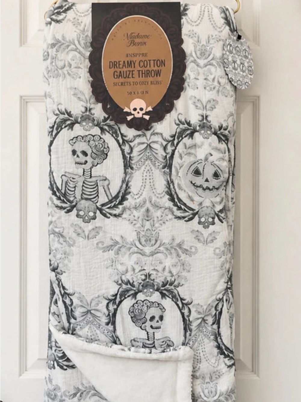 Dreamy Cotton Gauze Throw - White & Gray